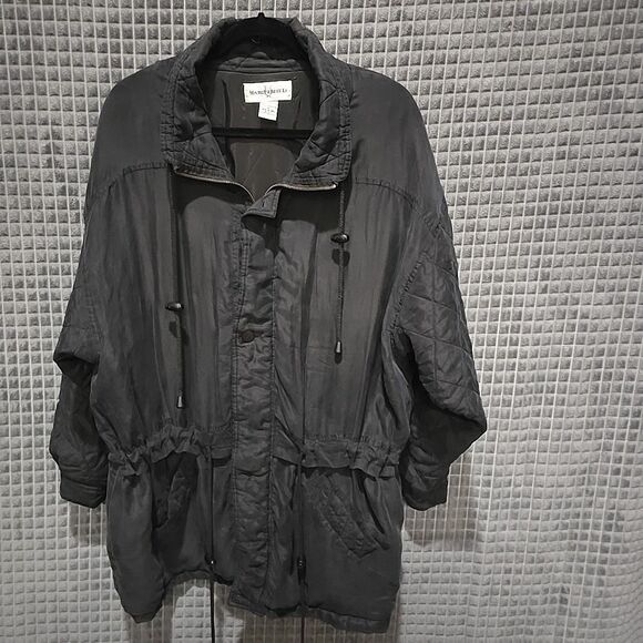 Soft Silk Oversized Zip Jacket SzLg VTG MargueriteLi Quilted Street Money Urban - Picture 1 of 11